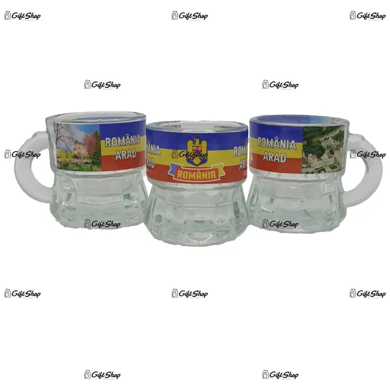 Arad romania, set 6 pahare pentru lichior/snaps realizat din sticla